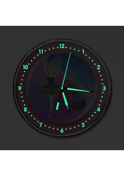 Premium Gece Parlayan Balerin Çocuk Odası Duvar Saati PFS-1762 fiyatları