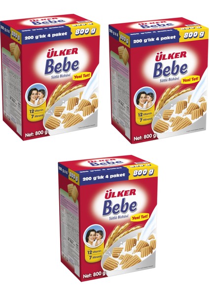 Bebe Sütlü Bisküvi 800 gr x 3 Adet