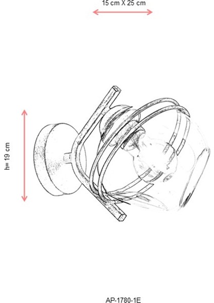 AP-60215-1E Eskitme Kaplama Aplik E27 Metal Cam 15x25cm