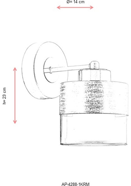 AP-60193-1KRM Krem Boyalı Aplik E27 Metal Cam 14x19cm
