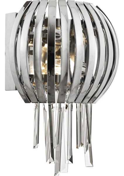 AP-60234-2K Krom Kaplama Aplik E27 Metal Cam Kristal 35x20cm