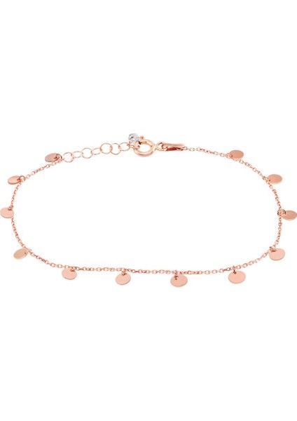 Pullu Gümüş Sallantılı Bileklik Rose