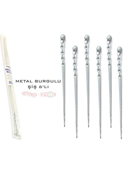 Mangal Metal Burgulu Şiş 6'lı