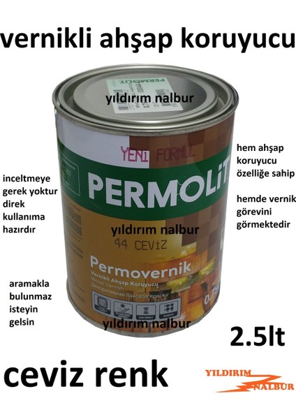 Vernikli Ahşap Koruyucu Ceviz Renk Vernik 2.5lt Büyük Boy