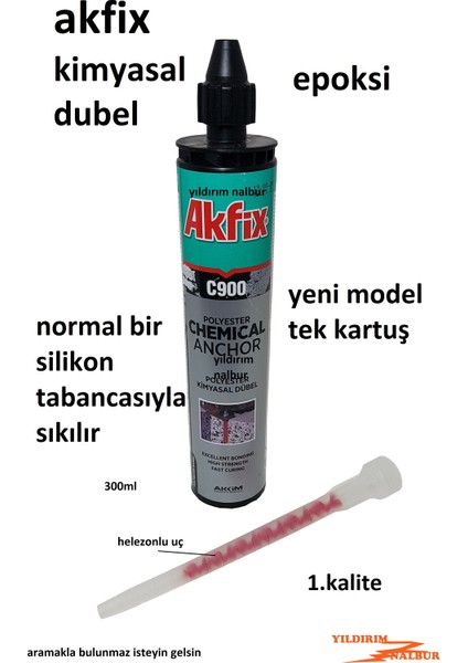 Epoksi Silikon Kartuş Yeni Akfix 300ML Kimyasal Dubel