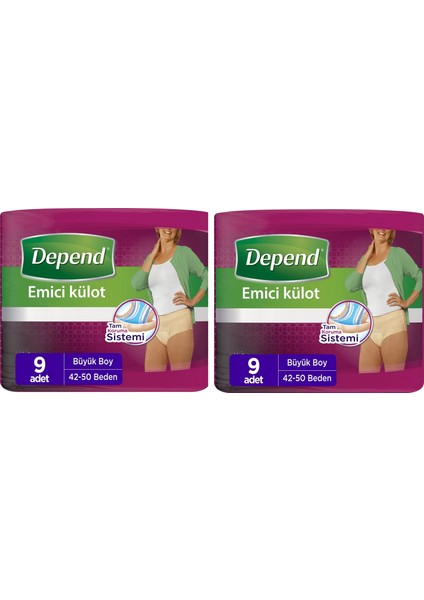 Emici Külot Kadın Büyük Boy (42-50 Beden) 9'lu x 2 (18 Adet)