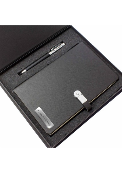İsme Özel Usb'li Defter ve Lüx Roller Kalem Seti Tasarım Kutulu