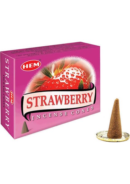 Çilek Kokulu Strawberry Tütsü Altlığı Hediyeli 120 Adet Uzun Yanma Süreli Konik Tütsü fiyatları