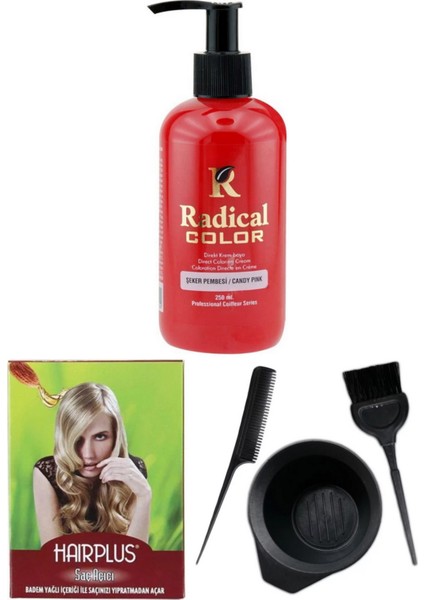 Color Saç Boyası Şeker Pembesi 250 ml Saç Açıcı ve Saç Boya Kabı Seti