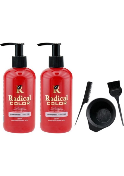 Color Saç Boyası Şeker Pembesi 250 ml 2 Adet ve Saç Boya Kabı Seti