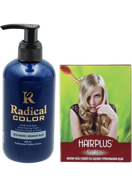 Color Saç Boyası Gece Mavisi 250 ml ve Hairplus Saç Açıcı