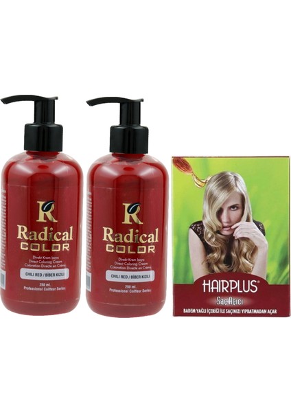 Color Saç Boyası Biber Kızılı 250 ml 2 Adet ve Hairplus Saç Açıcı