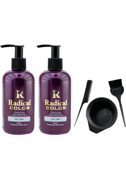 Color Saç Boyası Lila 250 ml 2 Adet ve Saç Boya Kabı Seti