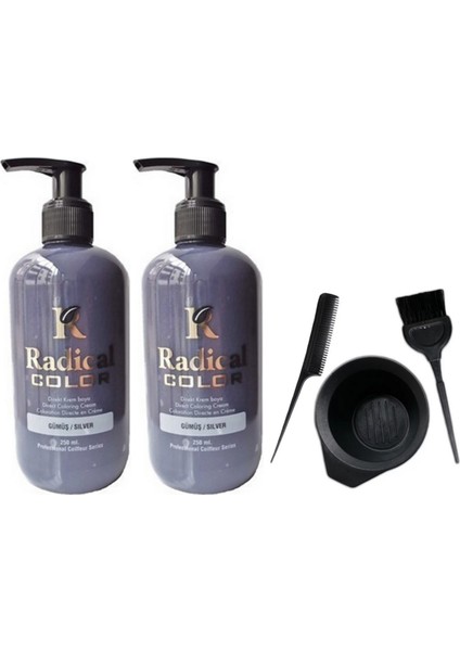 Color Saç Boyası Gümüş 250 ml 2 Adet ve Saç Boya Seti