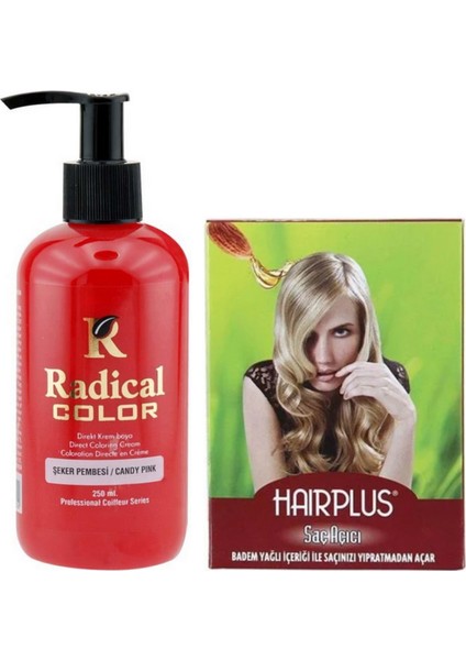Color Saç Boyası Şeker Pembesi 250 ml ve Hairplus Saç Açıcı