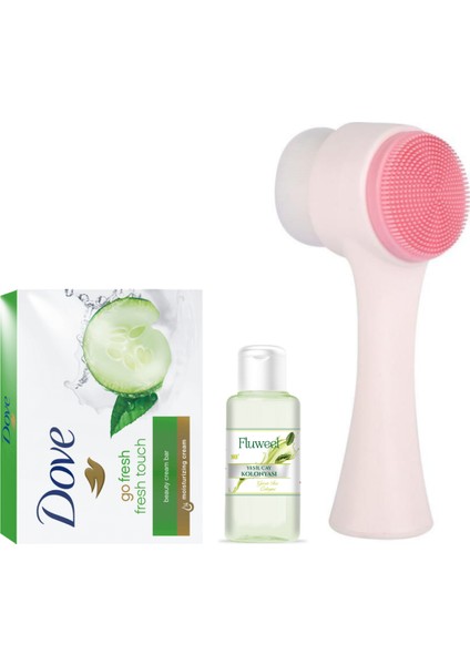Yüz Temizleme Fırçası Kolonya 35 ml Cream Bar Salatalıklı Sabun 100 gr