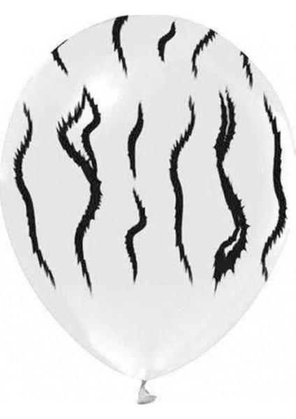 Çepeçevre Zebra Baskılı Beyaz Balon 10'lu