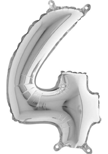 Gümüş Folyo Balon 4 Rakamı 40 Cm.