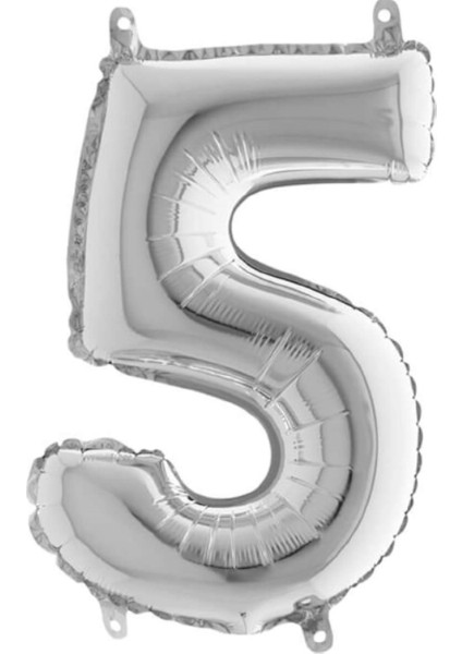 Gümüş Folyo Balon 5 Rakamı 40 Cm.