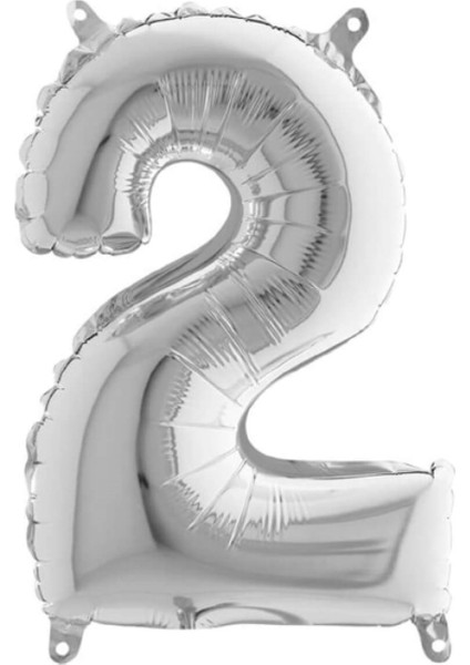 Gümüş Folyo Balon 2 Rakamı 40 Cm.