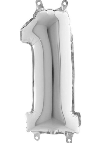 Gümüş Folyo Balon 1 Rakamı 40 Cm.