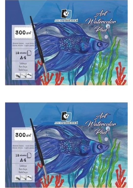 A4 Art Suluboya Kağıdı Ekstra White 300 Gram 12 Yaprak 2'li