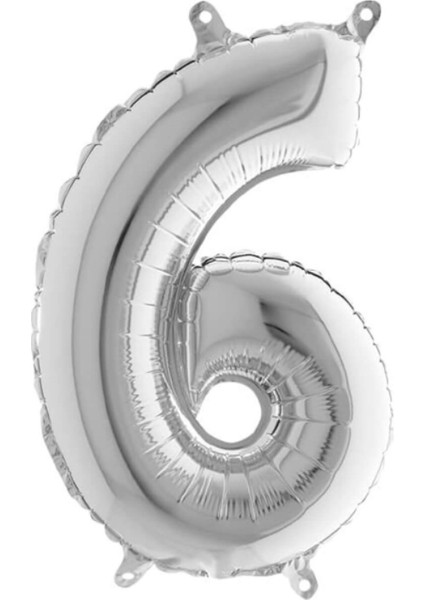 Gümüş Folyo Balon 6 Rakamı 40 Cm.