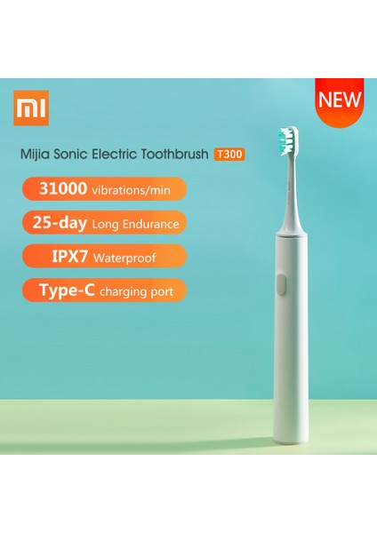 Mijia Sonic Elektrikli Diş Fırçası T300 USB - Beyaz (Yurt Dışından)