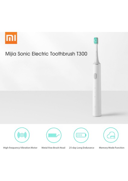 Mijia Sonic Elektrikli Diş Fırçası T300 USB - Beyaz (Yurt Dışından)