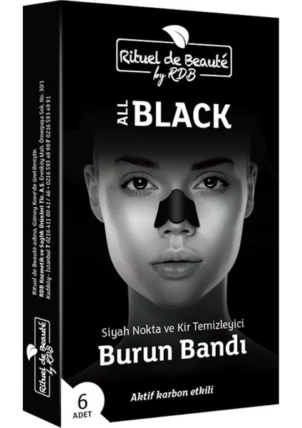 Black Aktif Karbon Siyah Nokta ve Kir Temizleyici Burun Bandı 1 Kutu 6 Adet