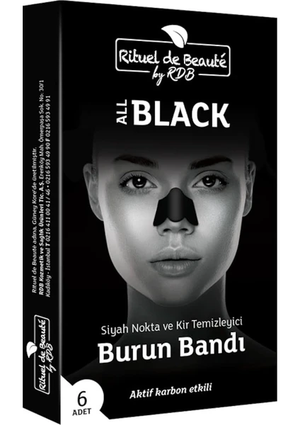 Rituel de Beaute  Black Aktif Karbon Siyah Nokta ve Kir Temizleyici Burun Bandı 1 Kutu 6 Adet