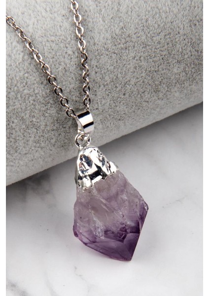 Ametist Doğal Taş Diş Kolye