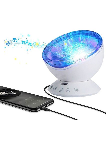 Müzik Çalar Okyanus Dalgası 7 Farklı LED Işıklı Kumandalı