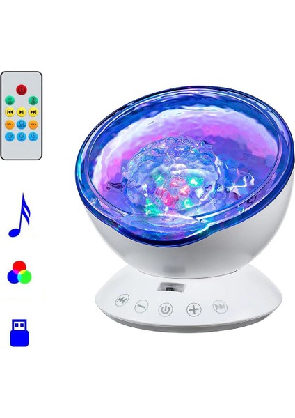 Müzik Çalar Okyanus Dalgası 7 Farklı LED Işıklı Kumandalı