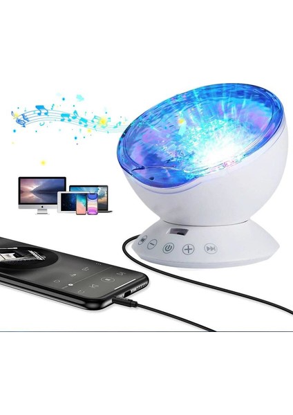 Müzik Çalar Okyanus Dalgası 7 Farklı LED Işıklı Kumandalı
