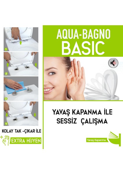 Aqua Bagno -Basıc  Yavaş Kapanan Klozet Kapağı