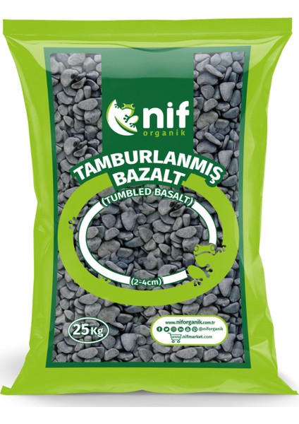 Nif Organik Tamburlanmış Bazalt Dekoratif ve Doğal 2-4 cm-20 Kg