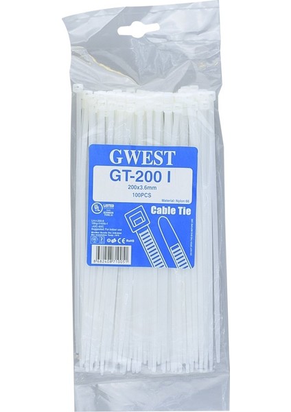 Gwest Gt 200I 200 x 3,6 mm Beyaz Kablo Bağı