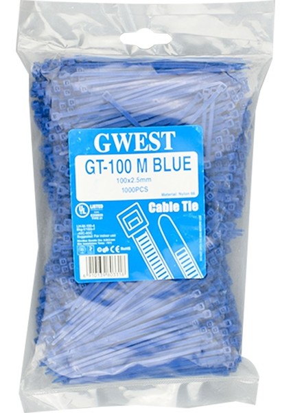 Gt 100M 100 x 2.5 mm Mavi Kablo Bağı