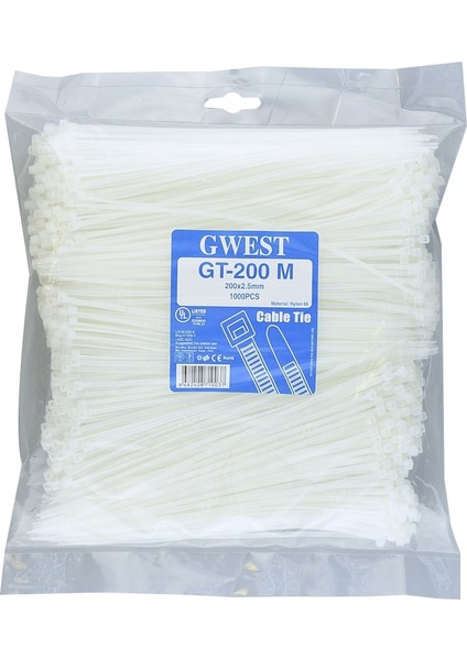 Gt 200M 200 x 2,5 mm Beyaz Kablo Bağı