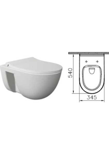 S40 Rim-Ex (Kanalsız) Asma Klozet+Vitra Yavaş Kapak