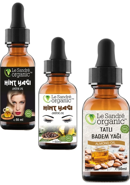 Le Sandre Organics Hint Yağı Soğuk Pres Kaş Kirpik Bakımı & Saç Bakımı & Tatlı Badem Yağı 150 ml