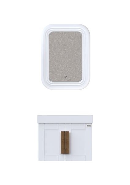 Pio 65 cm Antique White Banyo Dolabı Mat Beyaz Ahşap Kulplu indirimleri