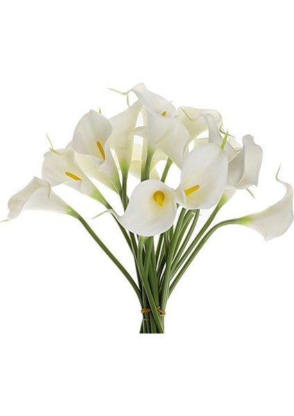 Yapay Çiçek Islak Gala Gerçeksi Eva Malzeme Cala Flower 8li Beyaz