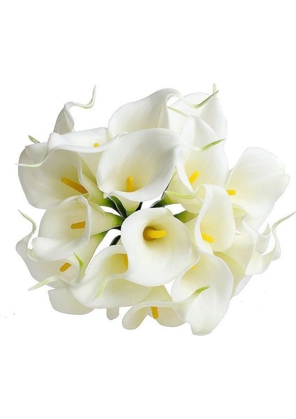 Yapay Çiçek Islak Gala Gerçeksi Eva Malzeme Cala Flower 8li Beyaz
