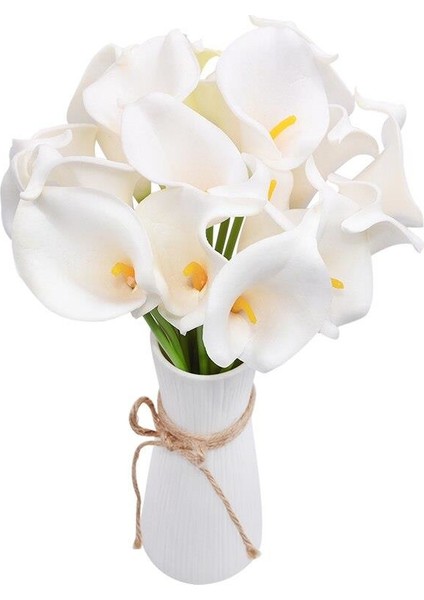 Yapay Çiçek Islak Gala Gerçeksi Eva Malzeme Cala Flower 8li Beyaz