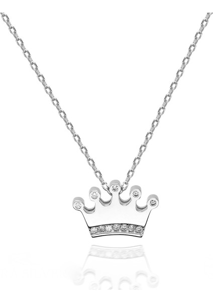 925 Ayar Gümüş Taç Temalı Kolye