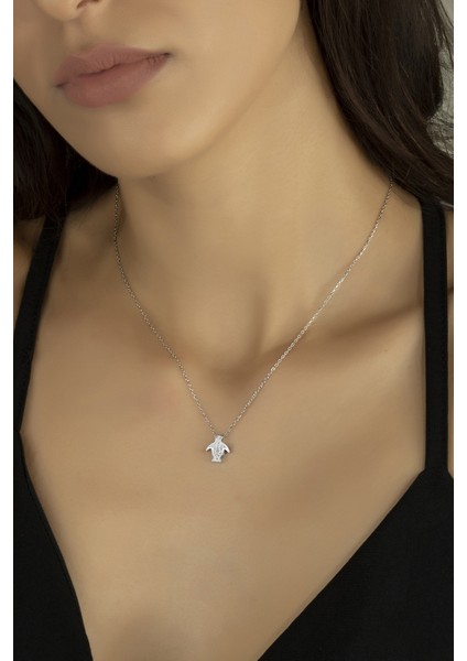 925 Ayar Gümüş Penguen Temalı Kolye