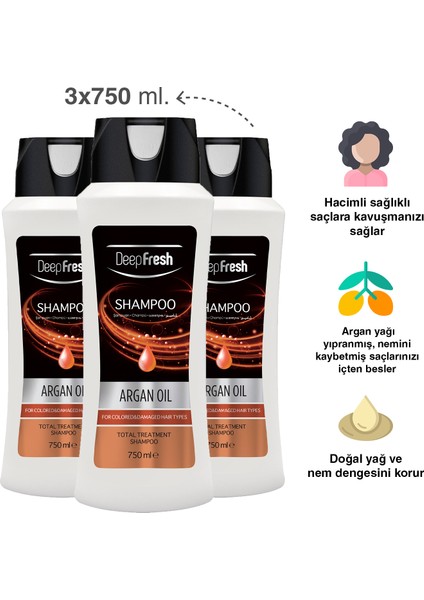 Şampuan Argan Yağlı Boyalı Saçlar 3 x 750 ml