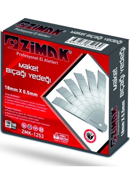 Geniş Maket Bıçağı Yedeği 100'lü ZMK-1253